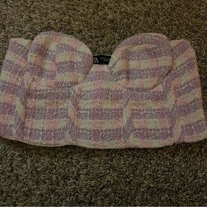 zara women’s tweed tube top crop top